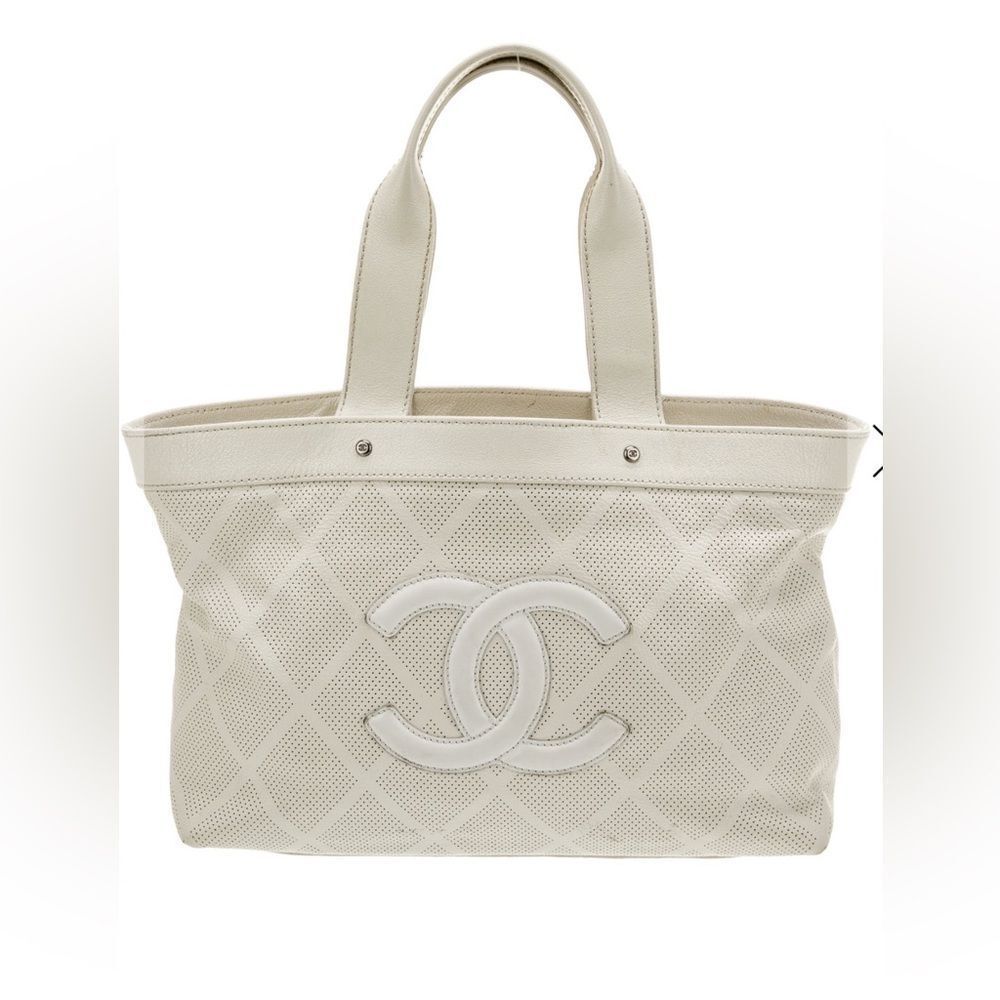Chanel neural perforated caviar leather tote